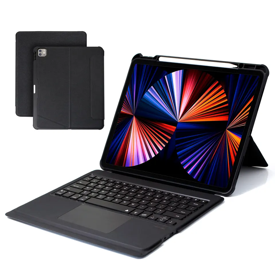 Black 360 Degree Rotatable Smart Tablet Keyboard Wireless Keyboard Case for iPad Pro 12.9 inch