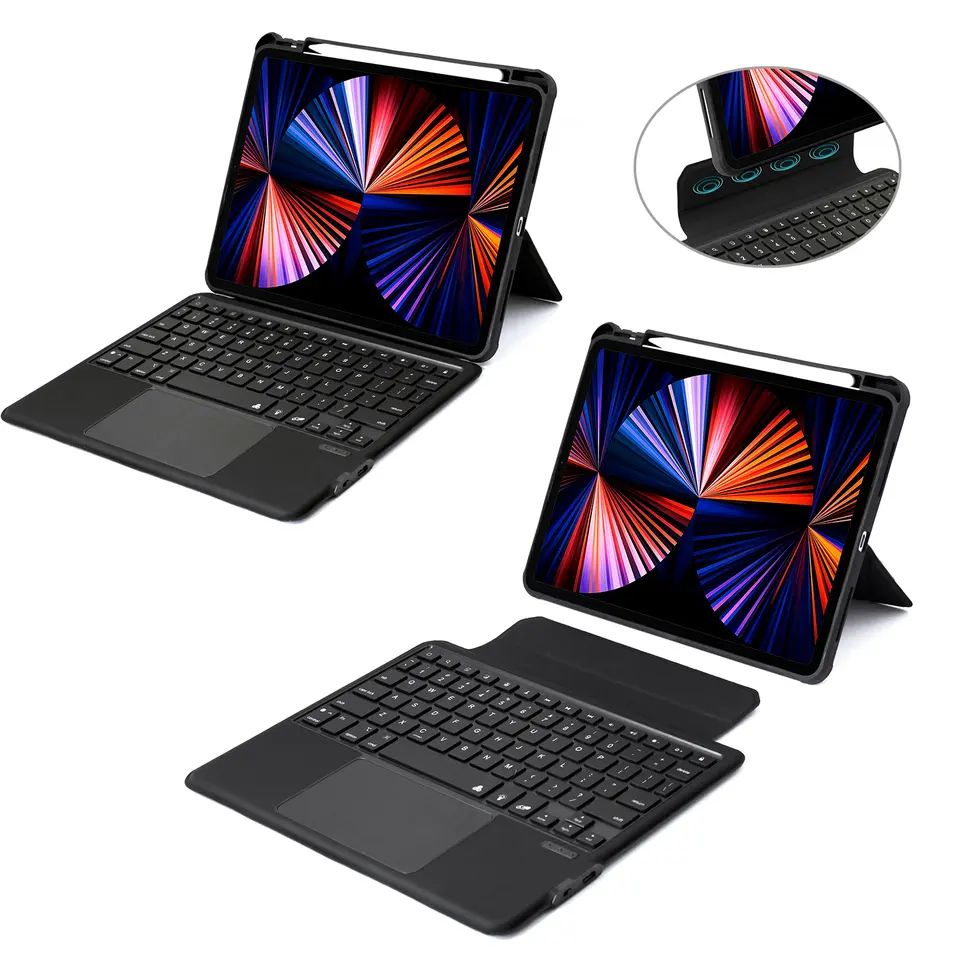 Black 360 Degree Rotatable Smart Tablet Keyboard Wireless Keyboard Case for iPad Pro 12.9 inch