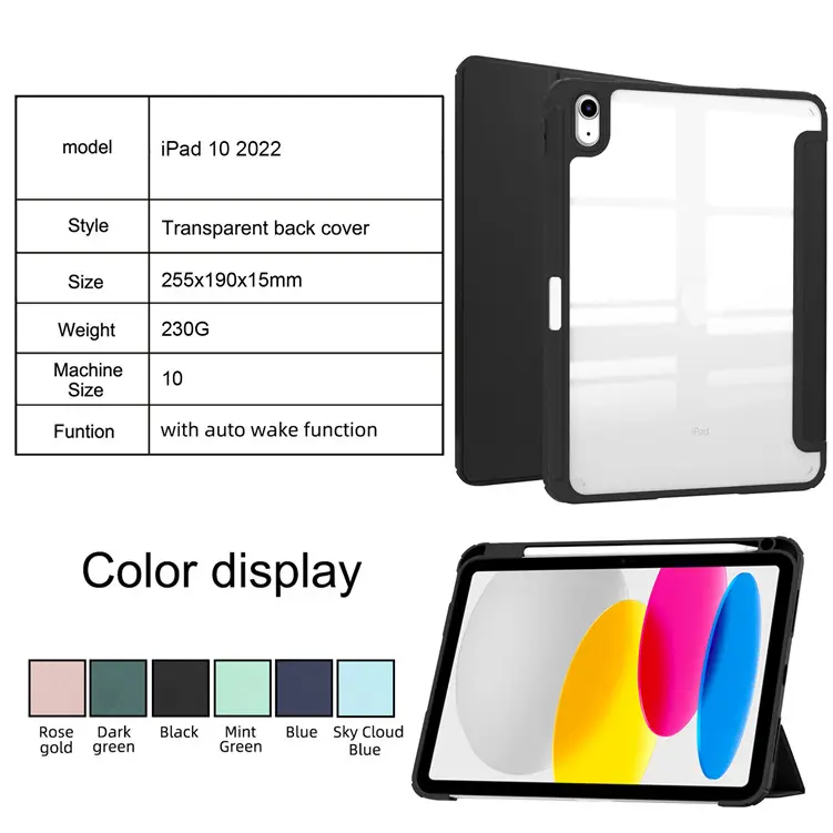 PU Leather Anti-drop Multi -Folding Strong Magnetic Leather Flip Smart Case For iPad 10th Generation Case 10.9 inch 2022 case