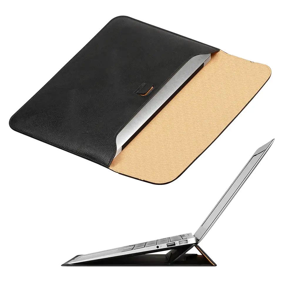 Wholesale PU Leather Sleeve Case For Laptop Leather Stand Cover Portable Notebook Protector Bag