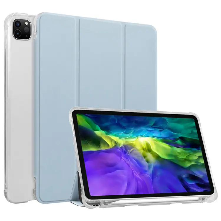 Tainuo Wholesale Hard Clear Slim Back Cover Tab Smart Folio Trifold Aesthetic shockproof Case for Apple iPad Pro 11 Inch