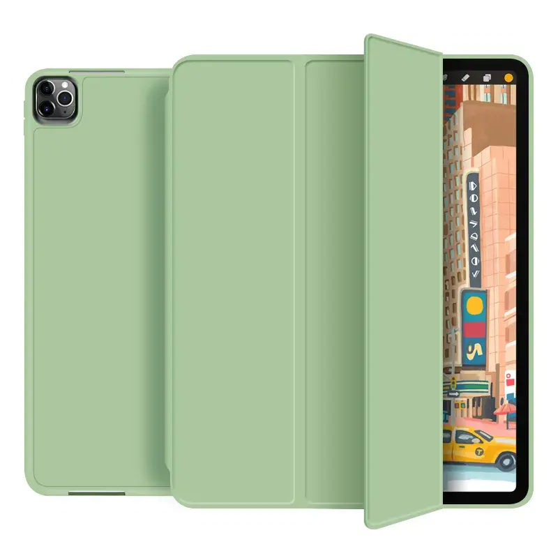 Tainuo 3 Folding PU Leather Shockproof Flip Folio Smart Cover Full Protective Case Folio Case for New iPad Mini 6