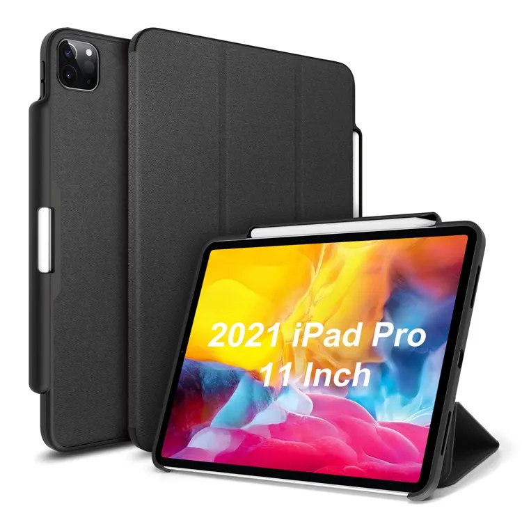 Tainuo Custom Printing PU Leather Grey Shockproof Flip Folio Smart cover case for New iPad Pro 11 2021 2020 Air 10.9 inch