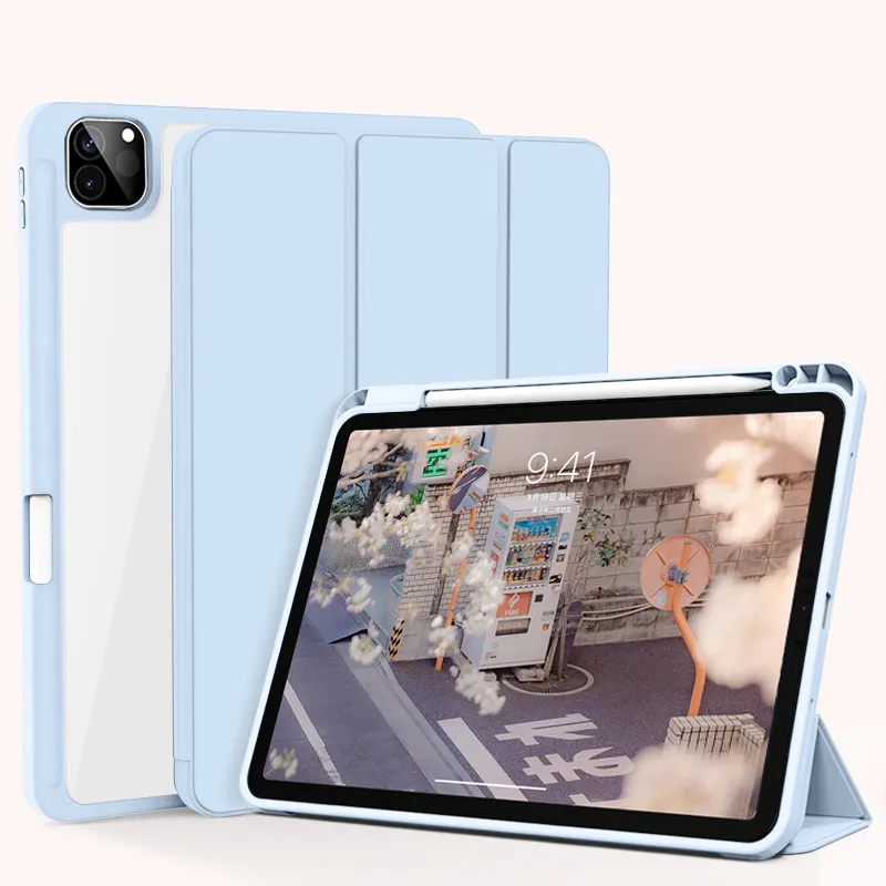 Tainuo Custom 360 degree rotating PU leather Tablet case Acrylic transparent case for iPad 7/8/9 th generation 10.2 9th case