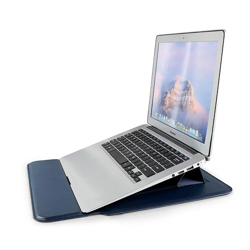 PU Leather Sleeve Case For Laptop Leather Stand Cover Portable Notebook Protective Bag