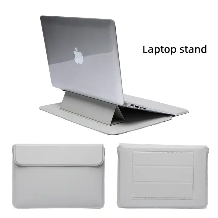 Adjustable PU leather laptop case sleeve bag folding magnetic laptop bag stand waterproof portable laptop cover stand