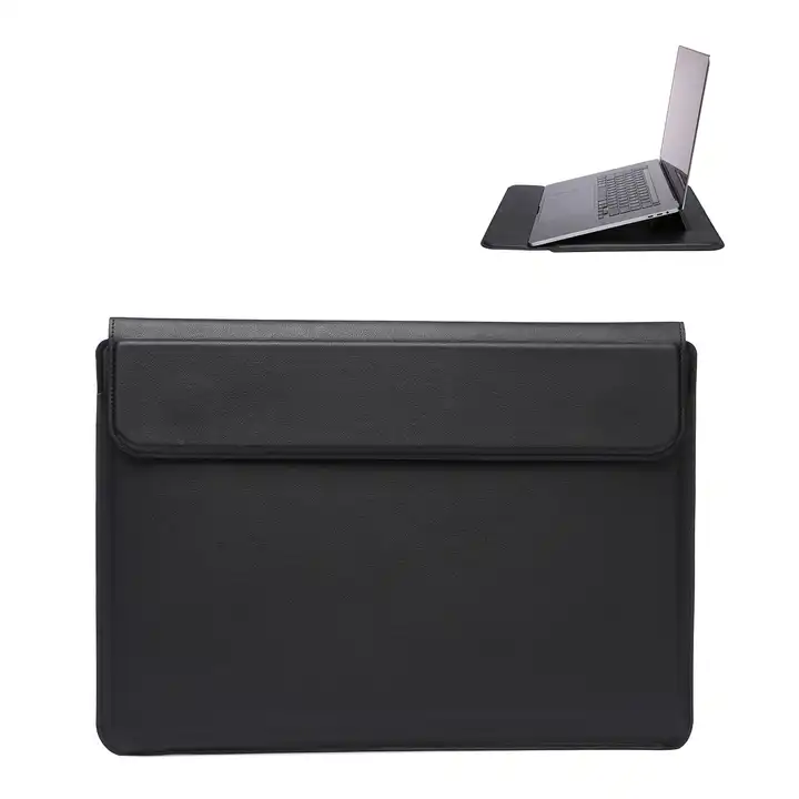 Adjustable PU leather laptop case sleeve bag folding magnetic laptop bag stand waterproof portable laptop cover stand