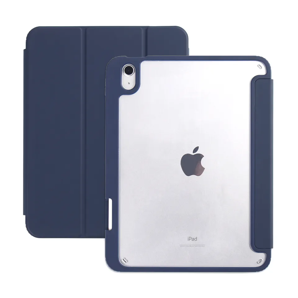 Tainuo 10.9 inch Tri-Folding Leather Translucent Frosted Back Cover Tablet Case for iPad Air 4th Generation