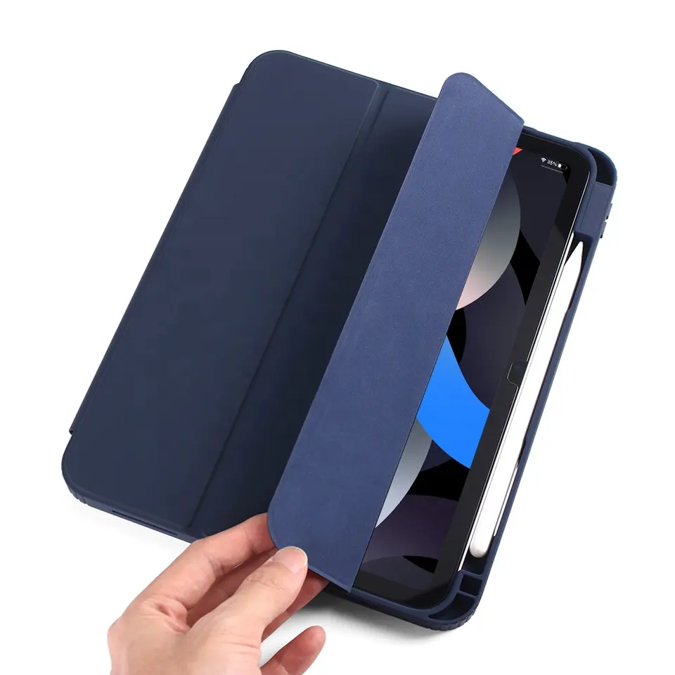 Tainuo 10.9 inch Tri-Folding Leather Translucent Frosted Back Cover Tablet Case for iPad Air 4th Generation